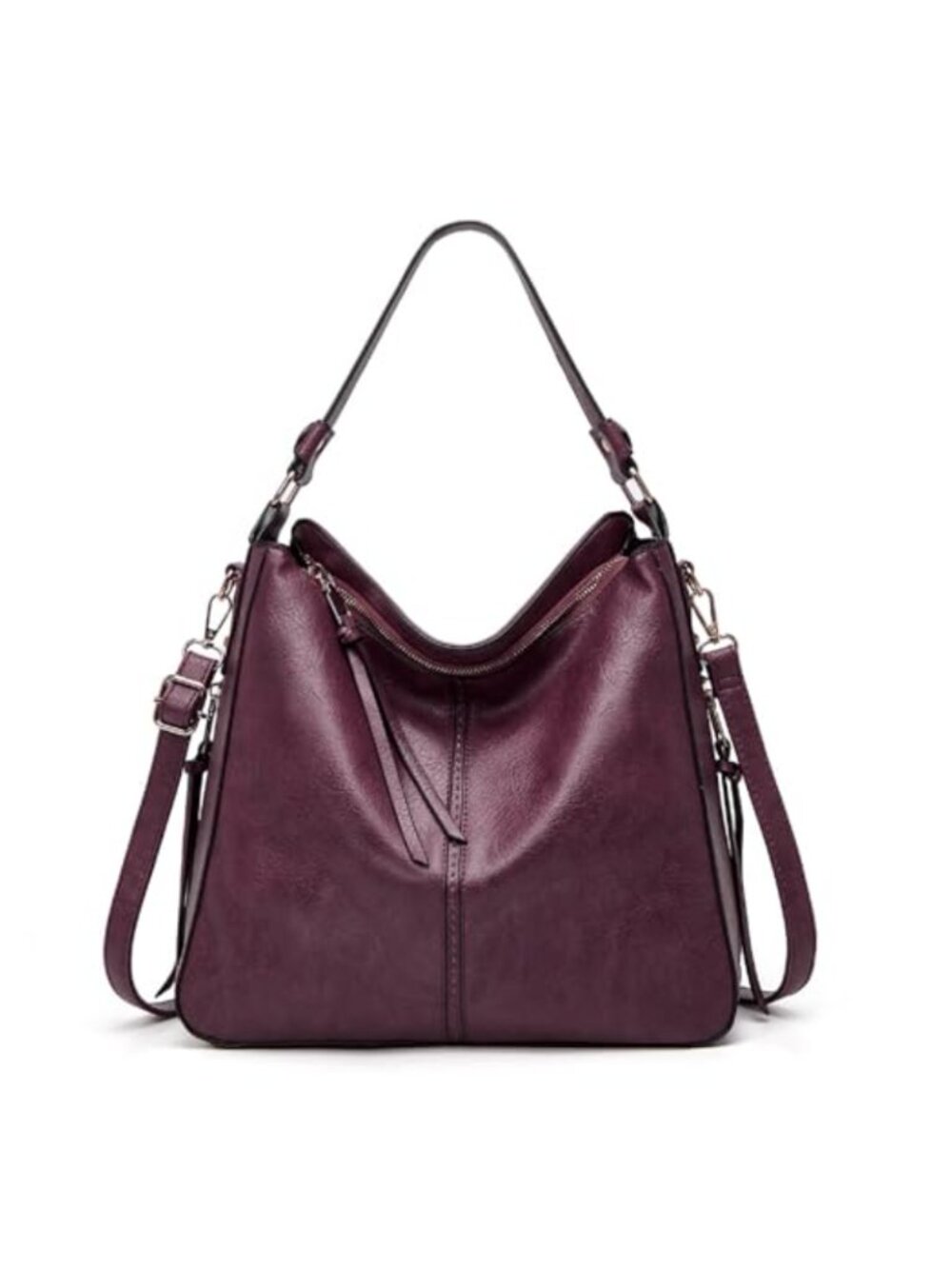 Large Hobo Crossbody Bag for Women, Vegan PU Leather Shoulder Purse with Multi